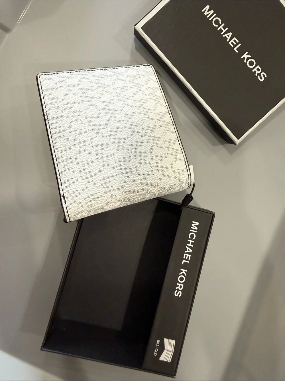 Michael Kors Men's White Monogram Money Clip Wallet
